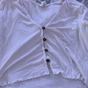 Bozzolo Cream Ribbed Short Sleeve Button Down Shirt